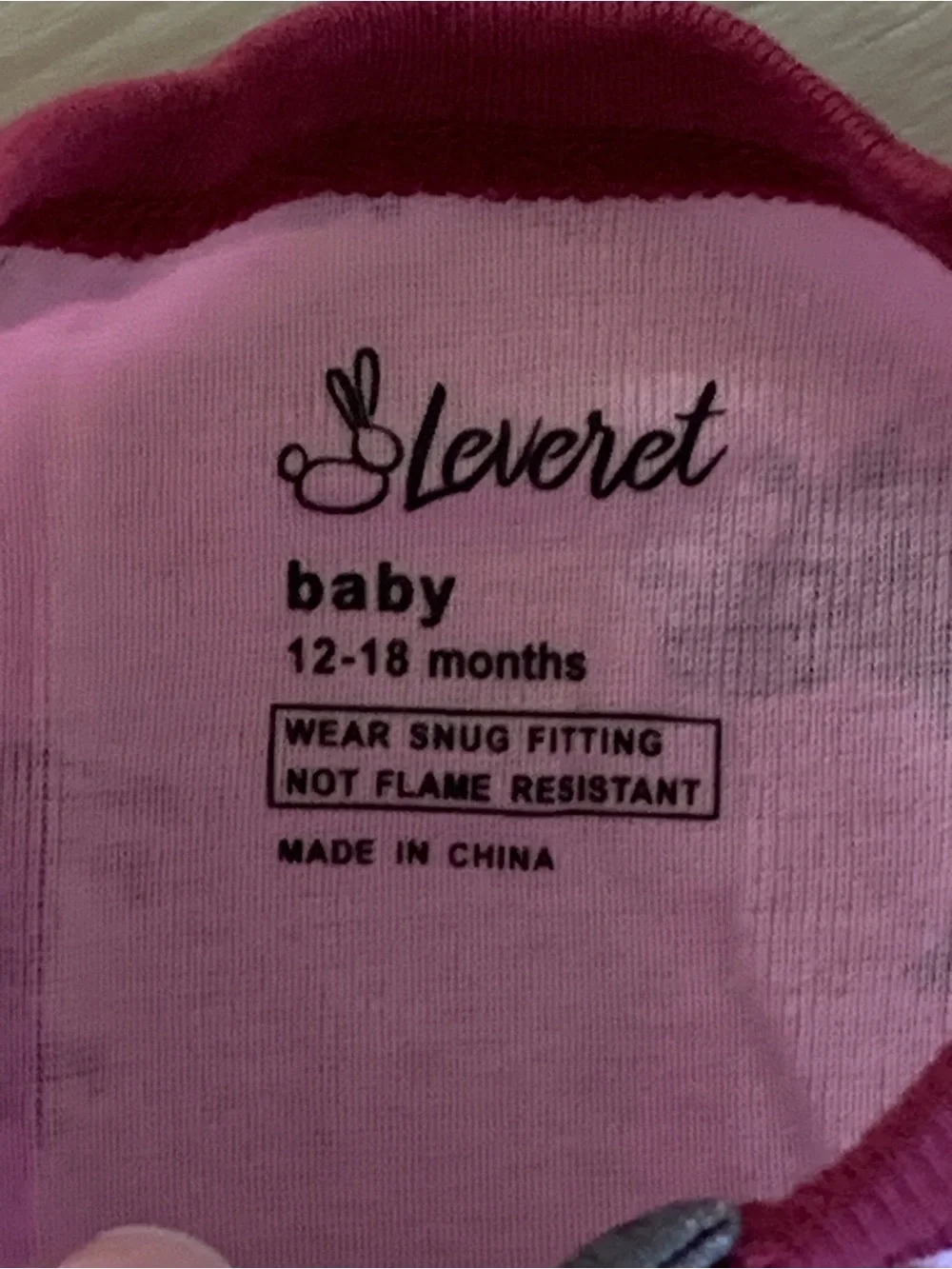 Leveret Baby Girl Pink Rhino Footed/zipper Pajamas Snug Sleepware NWT 12-18M